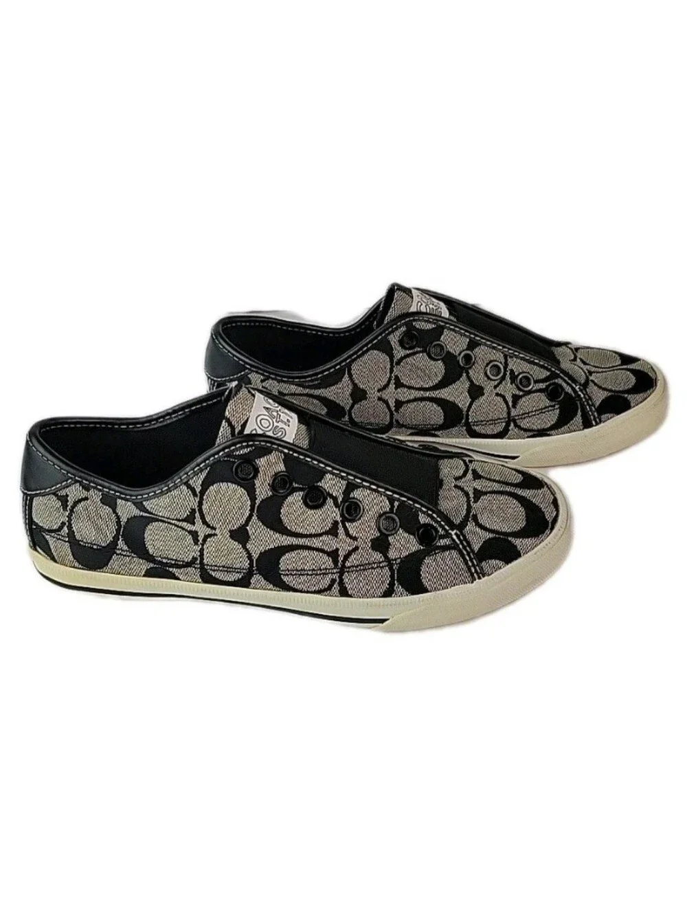 Coach Bev Gray Black Slip-on Sneakers 6B